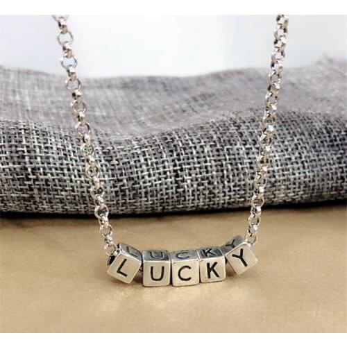 Lightning Offers Vintage Clavicle Chain Letters Lucky Choker Necklace Fashion Jewelry Gift Squares Punk Large Chain Around Neck