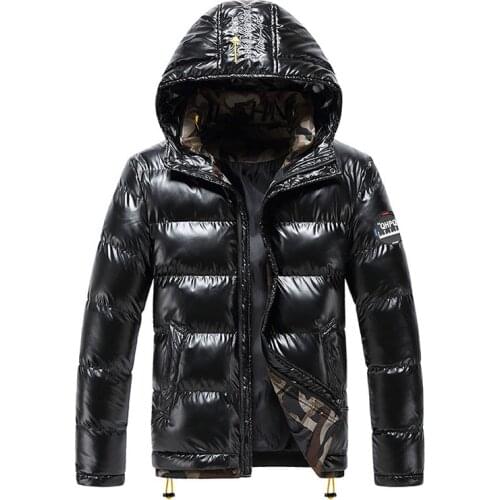 Mcikkny 2021 Fashion Men Shinny Winter Jackets Hooded Warm Casual Outwear For Male Parak Clothing Size M-4XL Thermal