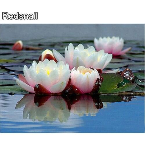 Diy SquareRound drill diamond painting cross stitch mosaics Full 100% cover embroidery Lotus Flower diamond embroidery TT794