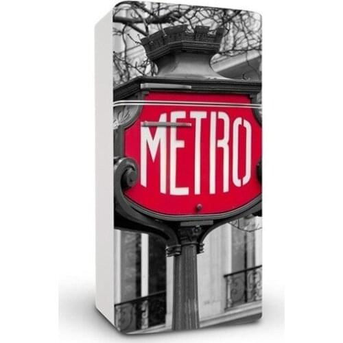 3D Modern Metro Sign Art SelfAdhesive Refrigerator Sticker Fridge Door Cover Wallpaper 60x150cm 60x180cm 100x180cm
