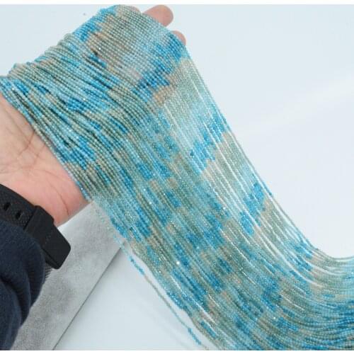 Natural Green-Blue-Yellow Apatite Faceted Round Beads 2mm - Selected Color