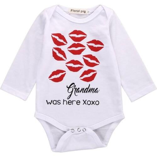 New Toddler Baby Boys Girls Cotton Long Sleeve Kiss Lipstick Printed Jumpsuit Bodysuit Clothes Outfit