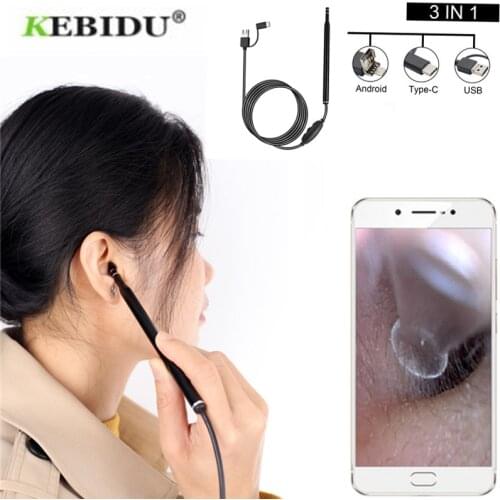 3 in 1 5.5mm Type C Medical Otoscope 6 LED Wifi Ear Cleaning Otoscope Integrated Ear Pick Tool Visual Ear Spoon Camera Endoscope
