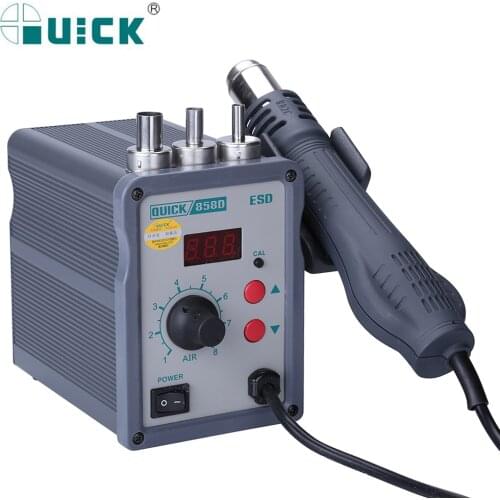 QUICK 858D Hot Air Soldering Station 700W Heat Air Gun Welding BGA SMD Rework Station With LED Digital Display Helical Wind
