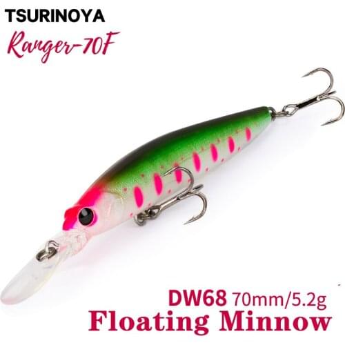 TSURINOYA Fishing Lure DW68 70F Floating Minnow Lure 70mm 5.2g Ranger Profession Hard Lure Artificial Bait Fishing Lures