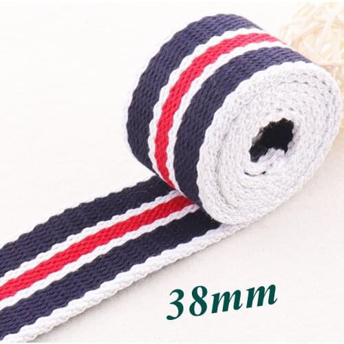 38MM NAVY blue Striped Cotton Webbing Belt handbag handles cotton tape canvas Bag straps tote bag handle supplies purse straps