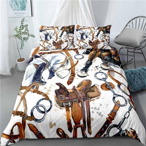 3D Luxury Europe Animal Running Horse Pattern Duvet Cover Crystal Horse Boys Bedding Sets Full Twin Size Pillow Cases