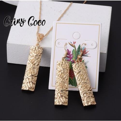 Cring Coco Carved Turtle Earrings Necklace Set Fashion Samoan Dropship Hamilto Gold Polynesian Hawaiian Jewelry Sets for Women