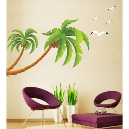 Sitting decor 2019 Landscape Photo Can Remove Large For Coconut Trees Sailing The Seagulls Sitting Room Bedroom Corner