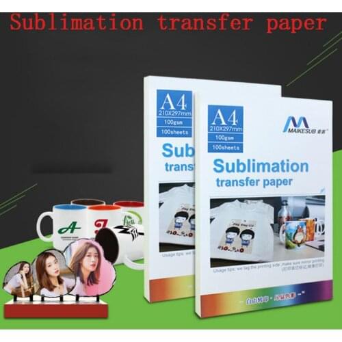 100 Sheets A4 Sublimation Heat Transfer Paper For Polyester Cotton T-shirt Cushion Fabrics Cloth Phone Case Printing Design