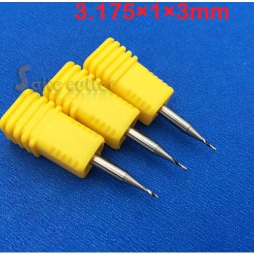 10pcs HQ AAA Carbide CNC Router Blade Drill Bits Single Flute Tools 3.175mm CED 1mm CEL 3mm