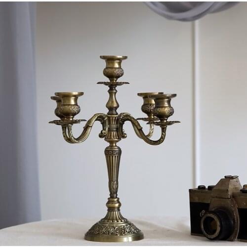 Vintage Candle Holders Wedding Romantic Dinner Europe Candle Holder Golden Stand Column Nordic Portavelas Home Garden AD50CH