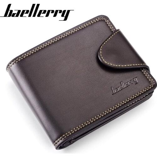 Baellerry Vintage Standard Mens Wallet Leather Trifold Short Wallets Card Holder Male Large Capacity Small Purse Carteira