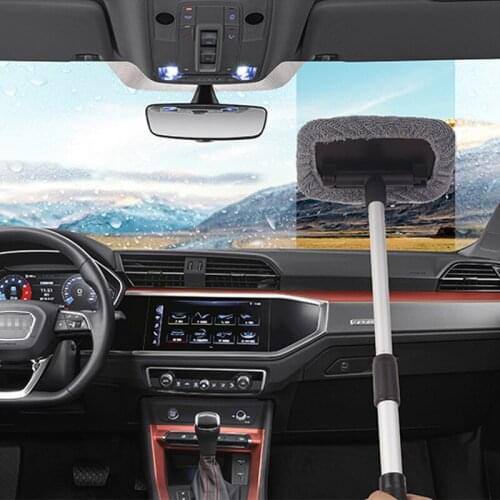 Retractable Car microfiber towel Auto detailing wash wheel brush cleaning tools mop for windshield window cleaning telescopic 18