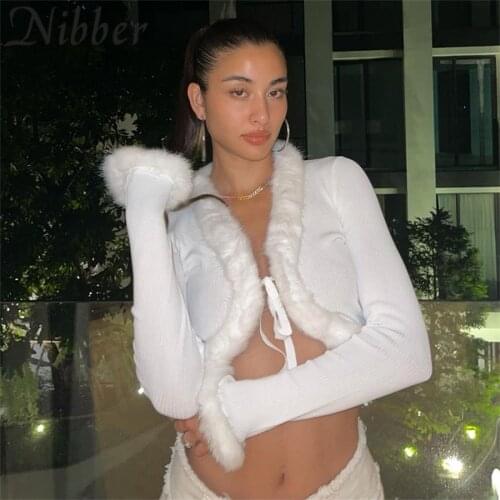 Y2K Autumn Feathers Kawaii Crop Top Coat Woman Y2K Ribbed Knitted Korean Cardagan Tops Front Lace Up Long Sleeve Surcoat