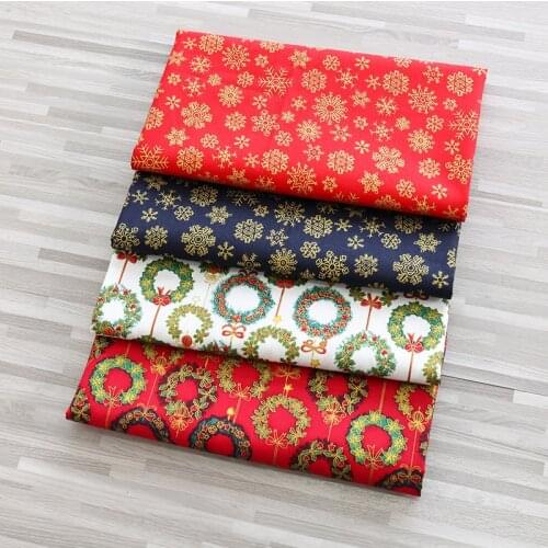 Japanese Bronzed Print Fabric Christmas Twill Cotton Fabric For Sewing Kind‘s Bedding Or Clothes TJ1352