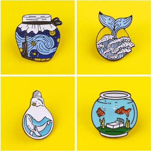 Kanagawa Sea Wave Pin Badge On Clothes Scenery Metal Icons Badges For Backpack Brooch Enamel Pins Lapel Pin Bags Badge Gifts DIY