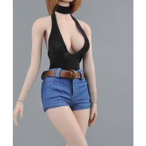 1/6 ZY5026 Low-cut Bodysuit Denim Shorts Clothes Set for 12inch Female Figure Doll Accessories