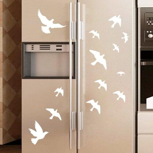 12Pcs/set Bird Wall Stickers Home Decoration For Kitchen Fridge Bathroom Kids Room Wall Decor Peel & Stick Waterpoof Vinyl Mural