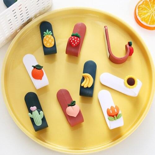 5Pcs Cartoon Fruit Wall Mounted Hooks Multi Function Punch Free Hold Rack Household Kitchen Bathroom Self Adhesive Holder