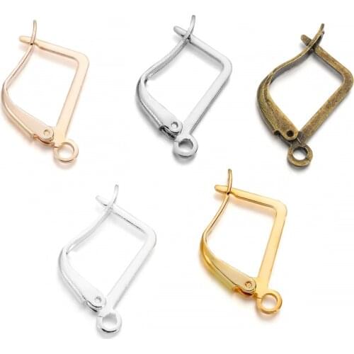 50pcs/lot French Earring Hooks Lever Back Open Loop Setting For DIY Earring Clips Clasp Jewelry Making Supplies Accessories