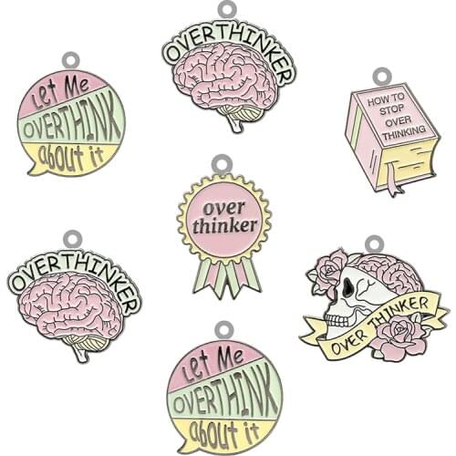 TAFREE Brain Over Think Creative Design Acrylic Pendant Epoxy Jewelry Making Pendant Earring Necklace Bracelet Accessories