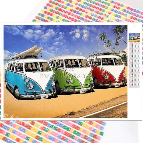 Diamond Painting Cartoon Landscape Car Bus 5D DIY Mosaic Kit Embroidery Full Square Round Christmas Gift Home Decoration