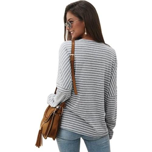 Basic Strip TShirt Women Long Sleeve Womens Tops 2021 Spring Autumn Tee Shirt Women Korean Style T-Shirt New Plus Size Tshirt