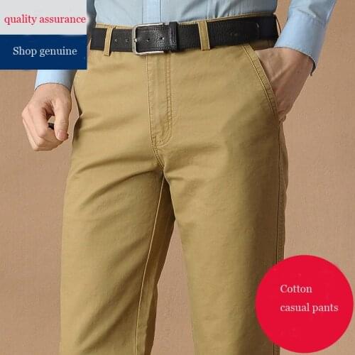 Business Casual Pants Men Four Season Cotton Loose Straight Trousers Thicker Winter Thin For Summer Joggers Pantalon Homme