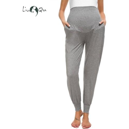 Maternity Womens Casual Pants Stretchy Comfortable Lounge Pants Premaman Pregnant High Waist Pants Soft Pregnancy Clothing
