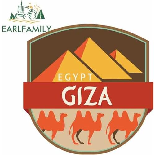 EARLFAMILY 13cm x 13cm for Giza Egypt Car Stickers Vinyl JDM Waterproof RV VAN Fine Decal 3D Car Accessories Graphics Cartoon