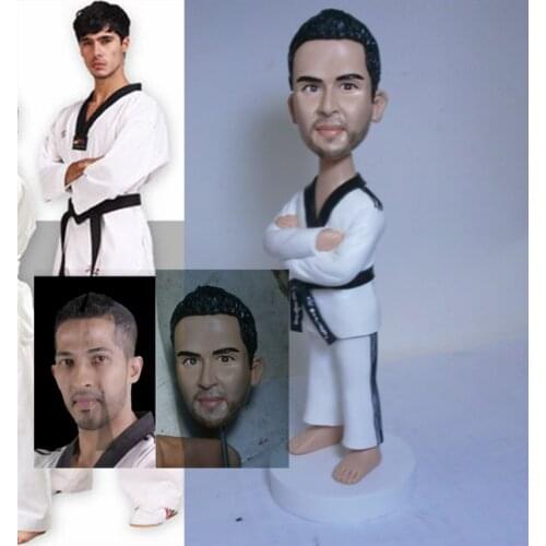 18cm Height Custom Taekwondo Figures DIY Actions Dolls Handmade Soft Clay Puppets Great Friends Christmas Gift