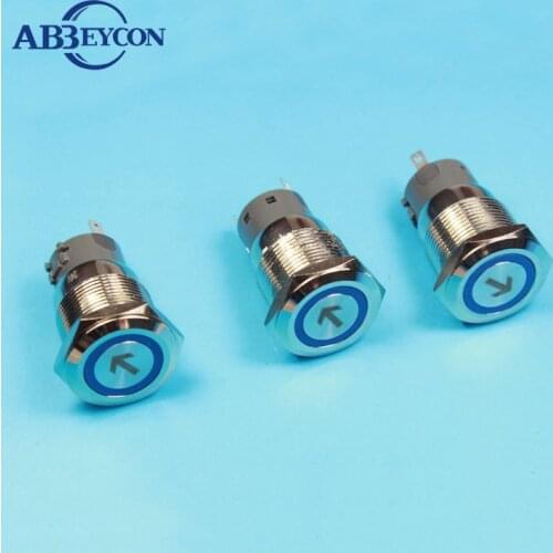 IN62 IP67 19mm diameter anti-vandal 12v ring LED arrow symbol metal indicator