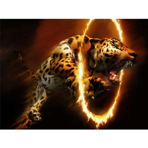 Ring of Fire leopard picture Needlework diy diamond painting fashion home decor cross stitch pasted painting square drill A6080R