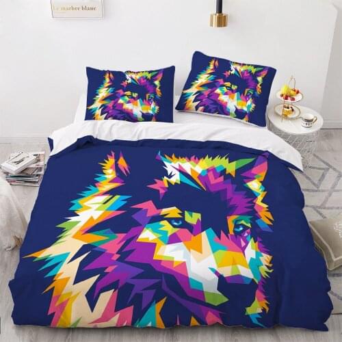 3D Comforter Shell Duvet Quilt Cover Bedding Set Twin King Queen Double Single Size Cartoon Pet Wolf Design Bed Linens
