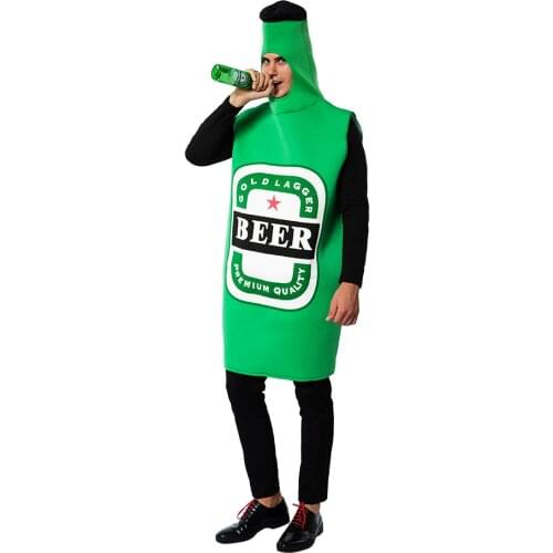 Funny Green Beer Bottle Cosplay Adult Oktoberfest Costume Jumpsuit Bavarian German Beer Man Festival Carnival Party Fancy Dress