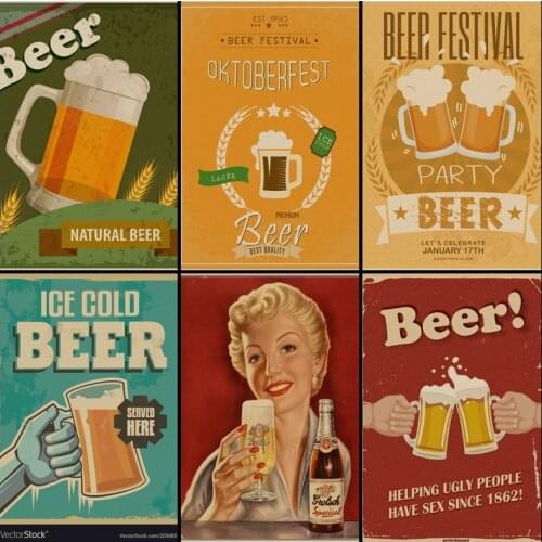 Buy three to send one Wine beer graphic drink collection bar vintage kraft painting vintageb ar coffee wallpaper decoration
