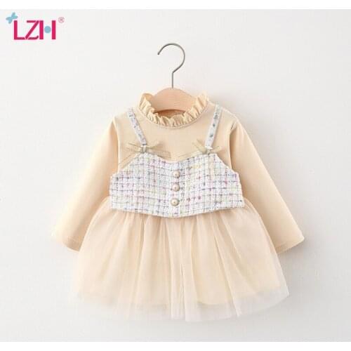 LZH 2021 Toddler Girl Clothes Spring Long-Sleeved Dress+Vest Outfit New Princess Dress For Girl 1-2-3-4 Years Newborn Baby Sets