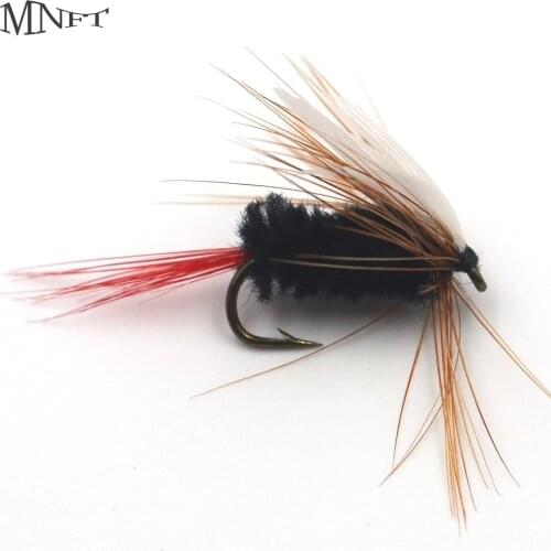 MNFT 10PCS 10# Black Body Red Tail Caterpillar Fly Fishing Trout Dry Fly Fishing Lure Outdoor Fly Fishing