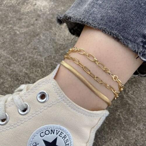 Fashion Gold Snake Chain Anklet Bracelet For Women Beach Multi-layer Anklet Bracelet on the Leg Sandals Foot Jewelry Leg Chain