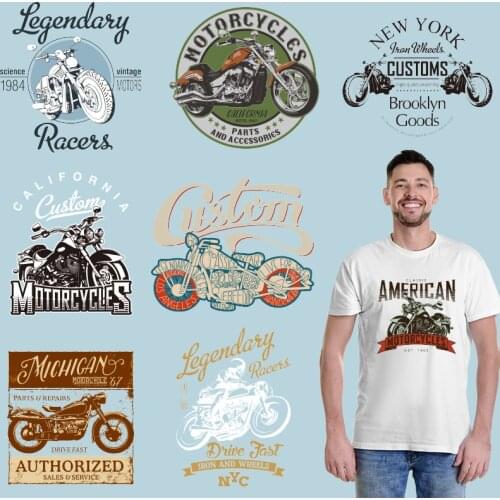 Motorcycles Patches for clothing Heat Transfer PVC Patch Stickers on fabric Washable Character Patch for Clothing