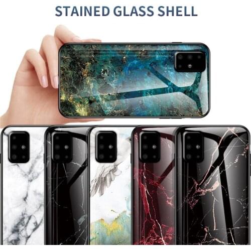 Marble glass phone case for Samsung A71 A51 4G A41 A21 A01 back cover coque for Samsung Galaxy A81 A91 Anti-fall protective case