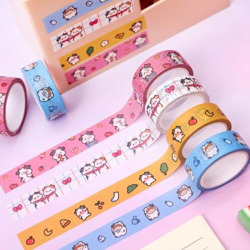 W&G Cartoon Maverick Tape Kawaii Student Hand Account Material Diy Decoration Sticker Cute Girl Ins Color Small Tape