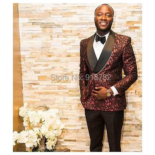 Costume Homme 2018 New Design Double Breasted Men Suit 2 Pieces Set Shawl Lapel Groom Suit Wedding Party Prom Suit Tuxedo