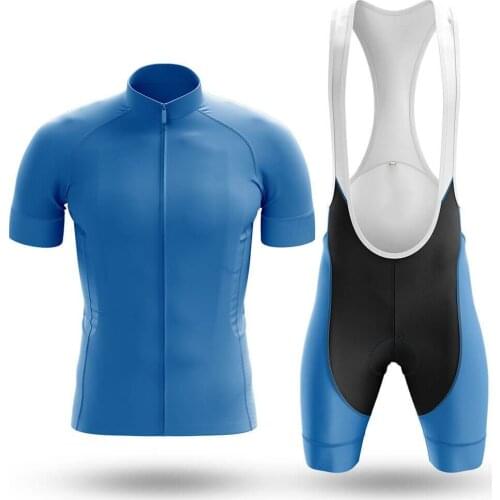 New 2021 Blue Cycling Jersey Set Sport Team Bike Men Clothing Quick Dry Summer Sleeve Cycling Road Ride Shirt Bib Short Gel Pad