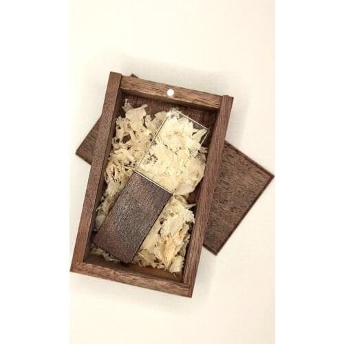 New Ultra-thin Walnut Crystal USB2.0 Flash Drive and Custom Walnut Wood Box with Free Custom Logo