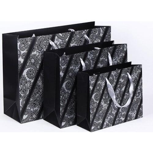 Wedding birthday Party supplies European style black stripe shopping bag gift bag