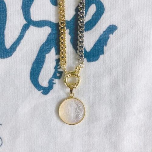 Religious Jewelry Guadalupe Milagrosa Cross San Benito Shell Pendant Chain Necklace