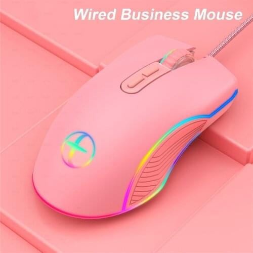 RGB Gaming Mouse USB Type C Mouse LED Backlight 3200 DPI Optical Computer Pink Wired Mice for Macbook Laptop PC Gaming Mouse