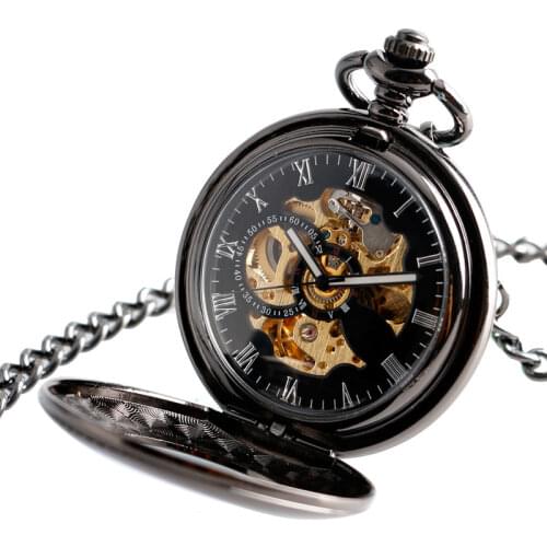 Luxury Men Women Nurse Clock Automatic Mechanical Pocket Watch Hollow Circle Smooth Case Skeleton Antqiue Fob Time Chain Gifts